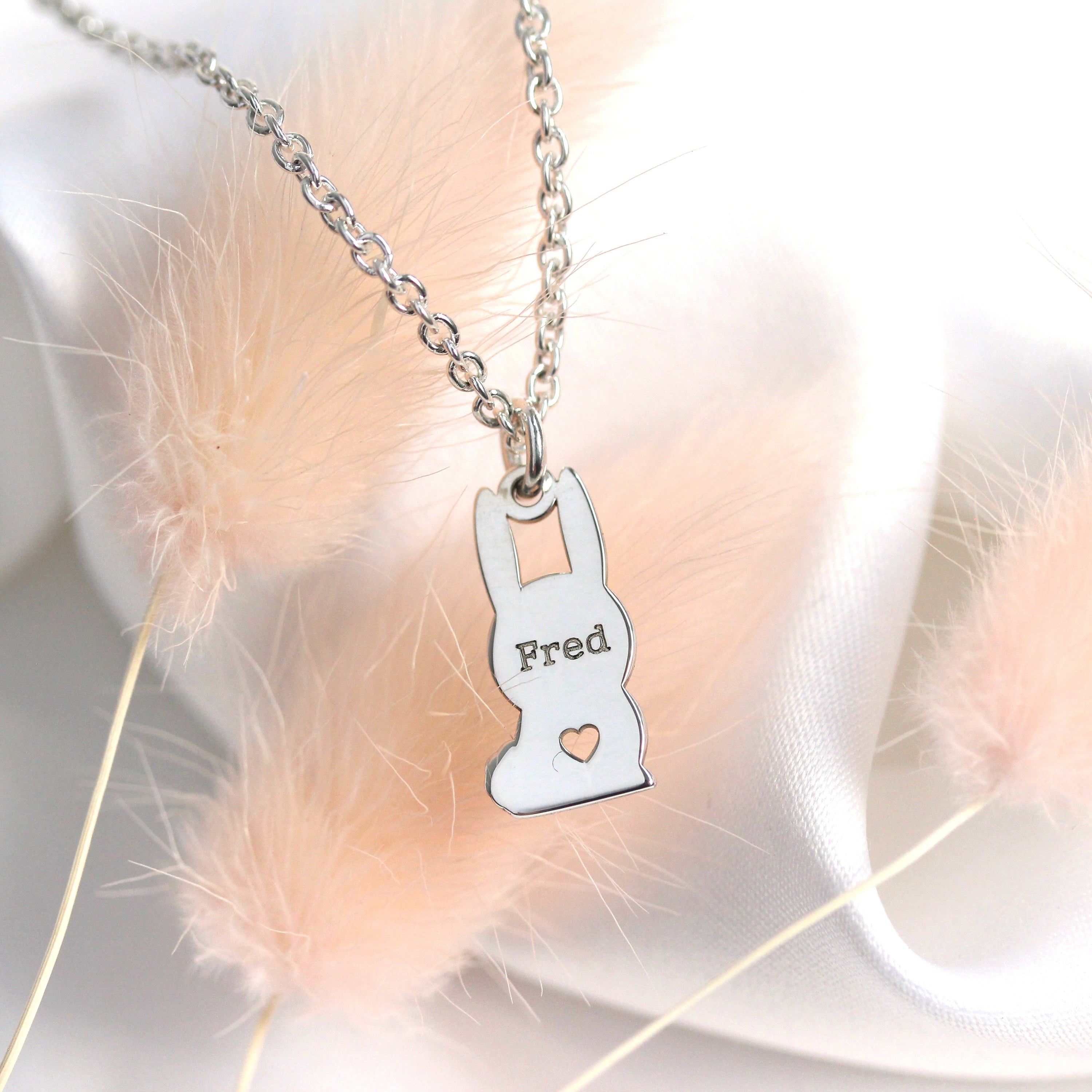 Bespoke Sterling Silver Bunny Rabbit Name Necklace 16 - 24 Inch