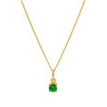 Gold Plated Sterling Silver Emerald CZ May Necklace 16+2 Inches