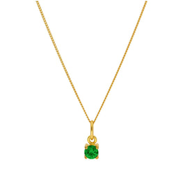 Gold Plated Sterling Silver Emerald CZ May Necklace 16+2 Inches