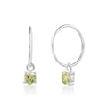 Sterling Silver Peridot CZ August 12mm Charm Hoop Earrings