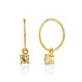 Gold Plated Sterling Silver Peridot CZ Charm Hoop Earrings