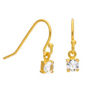 Gold Plated Sterling Silver Clear CZ April Drop Earrings