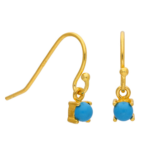 Gold Plated Sterling Silver Turquoise December Drop Earrings