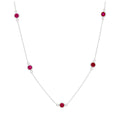 Sterling Silver Multi Ruby CZ July Birthstone Necklace
