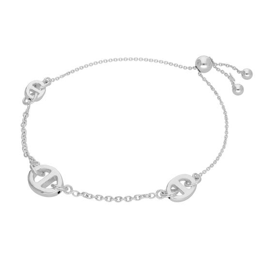 Sterling Silver Chunky Link Fine Chain Adjustable Bracelet