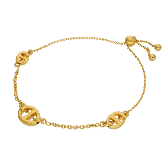 Gold Plated Sterling Silver Chunky Link Fine Chain Bracelet - jewellerybox