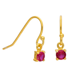 Gold Plated Sterling Silver Ruby CZ July Drop Earrings