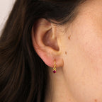 Gold Plated Sterling Silver Ruby CZ July Drop Earrings