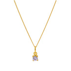 Gold Plated Sterling Silver Alexandrite CZ June Necklace 16+2"