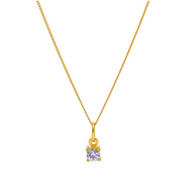 Gold Plated Sterling Silver Alexandrite CZ June Necklace 16+2"