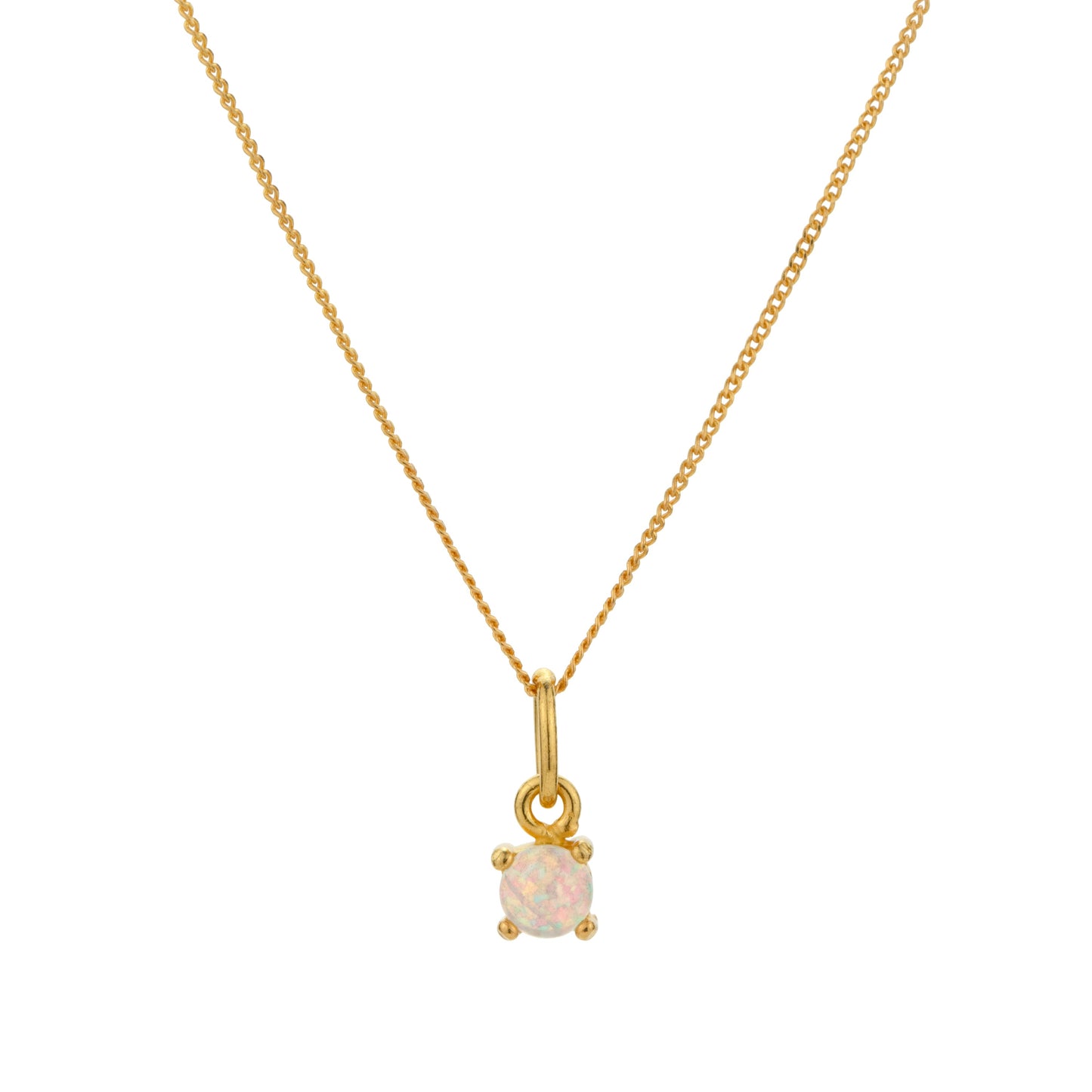 Gold Plated Sterling Silver Tourmaline October Necklace 16+2 Inch