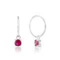 Sterling Silver Ruby CZ July Birthstone 12mm Hoop Earrings
