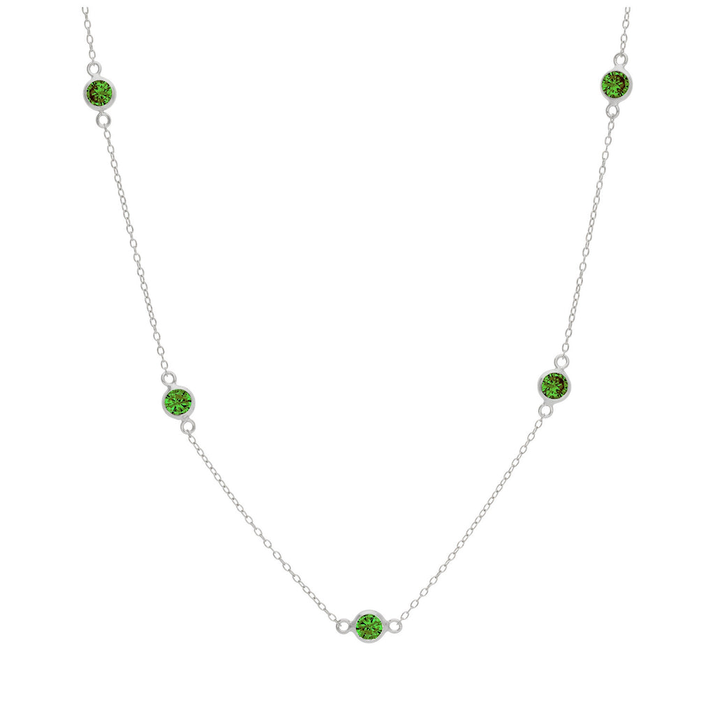 Sterling Silver Emerald CZ May Birthstone Necklace