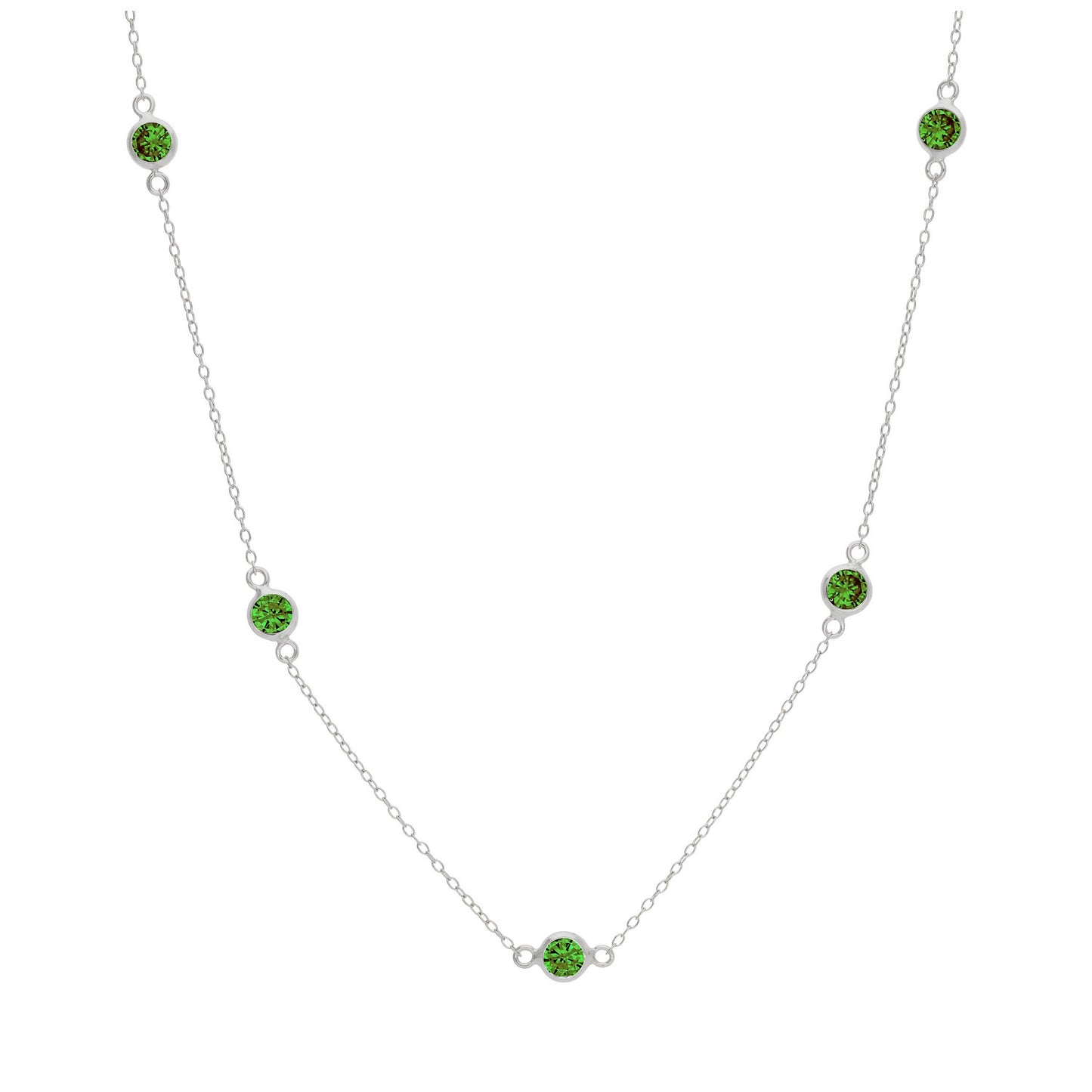 Sterling Silver Emerald CZ May Birthstone Necklace