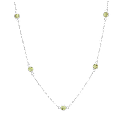 Sterling Silver Multi Peridot CZ August Birthstone Necklace