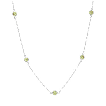 Sterling Silver Multi Peridot CZ August Birthstone Necklace