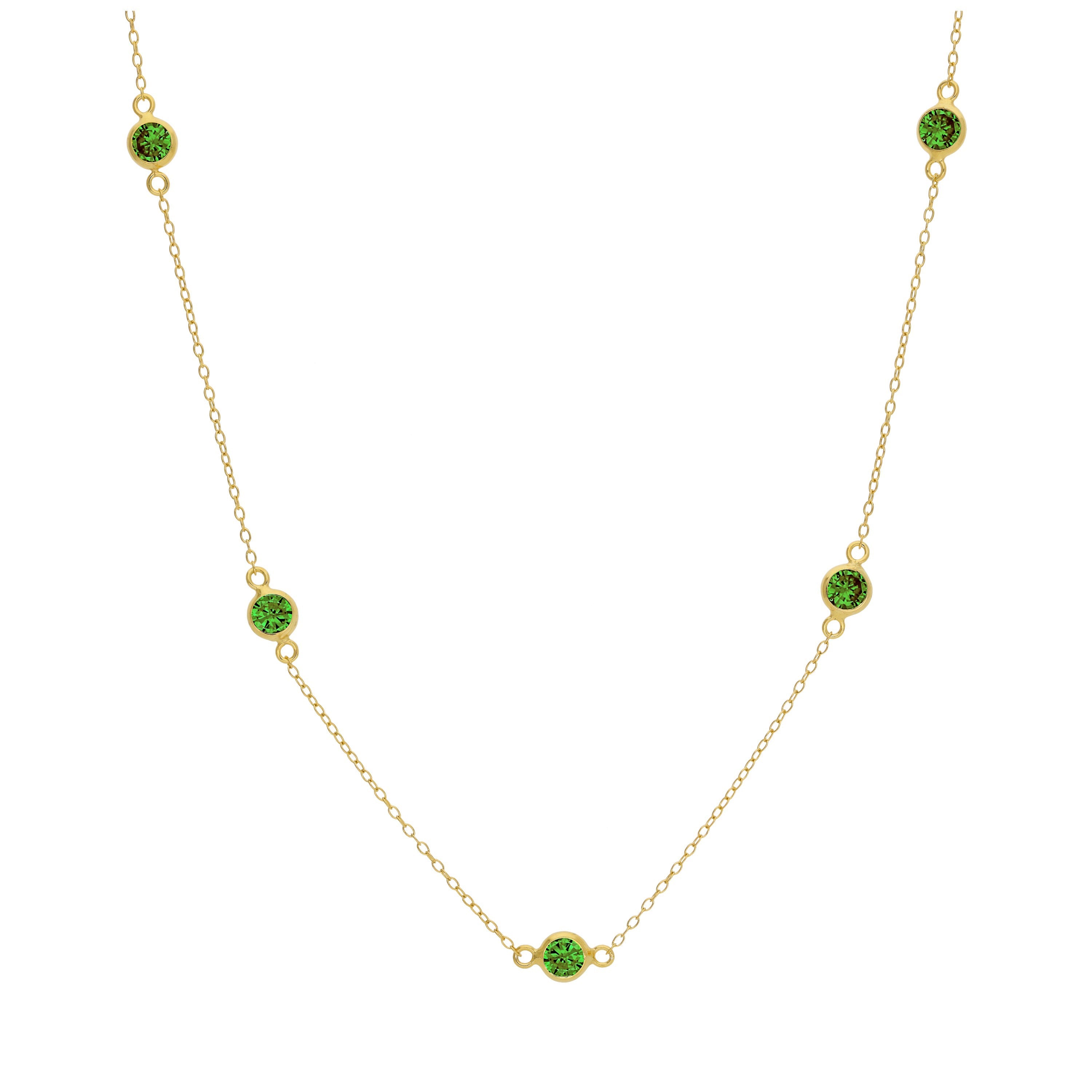 Gold Plated Sterling Silver Emerald CZ May Birthstone Necklace