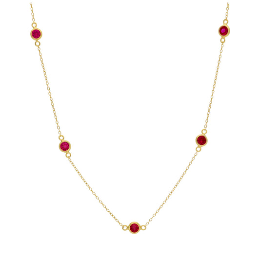 Gold Plated Sterling Silver Ruby CZ July Birthstone Necklace