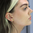 Gold Plated Sterling Silver Knot CZ Ball Stud Earrings Set