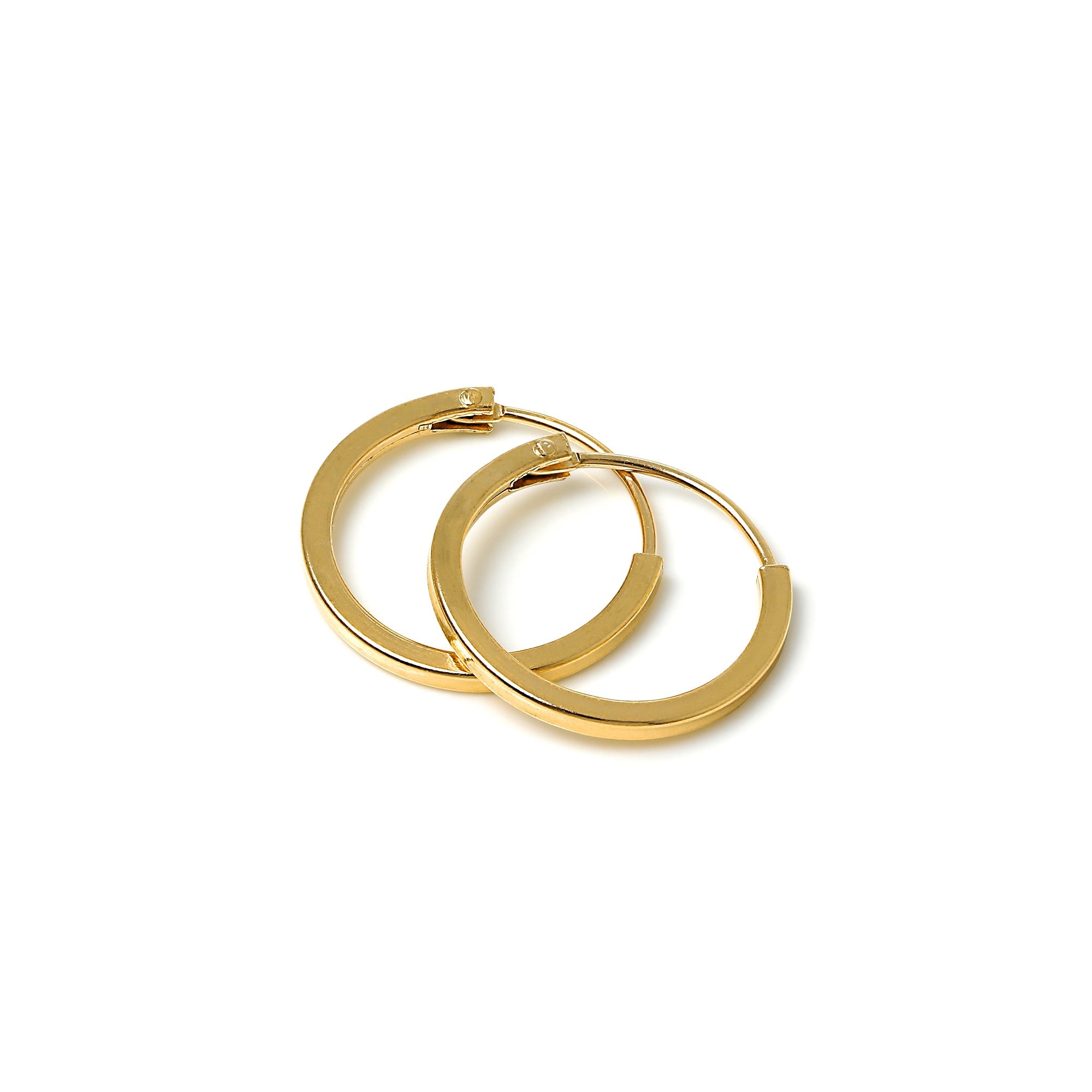 Gold Plated Silver 1mm Square Sleeper 12mm - 40mm Hoop Earrings