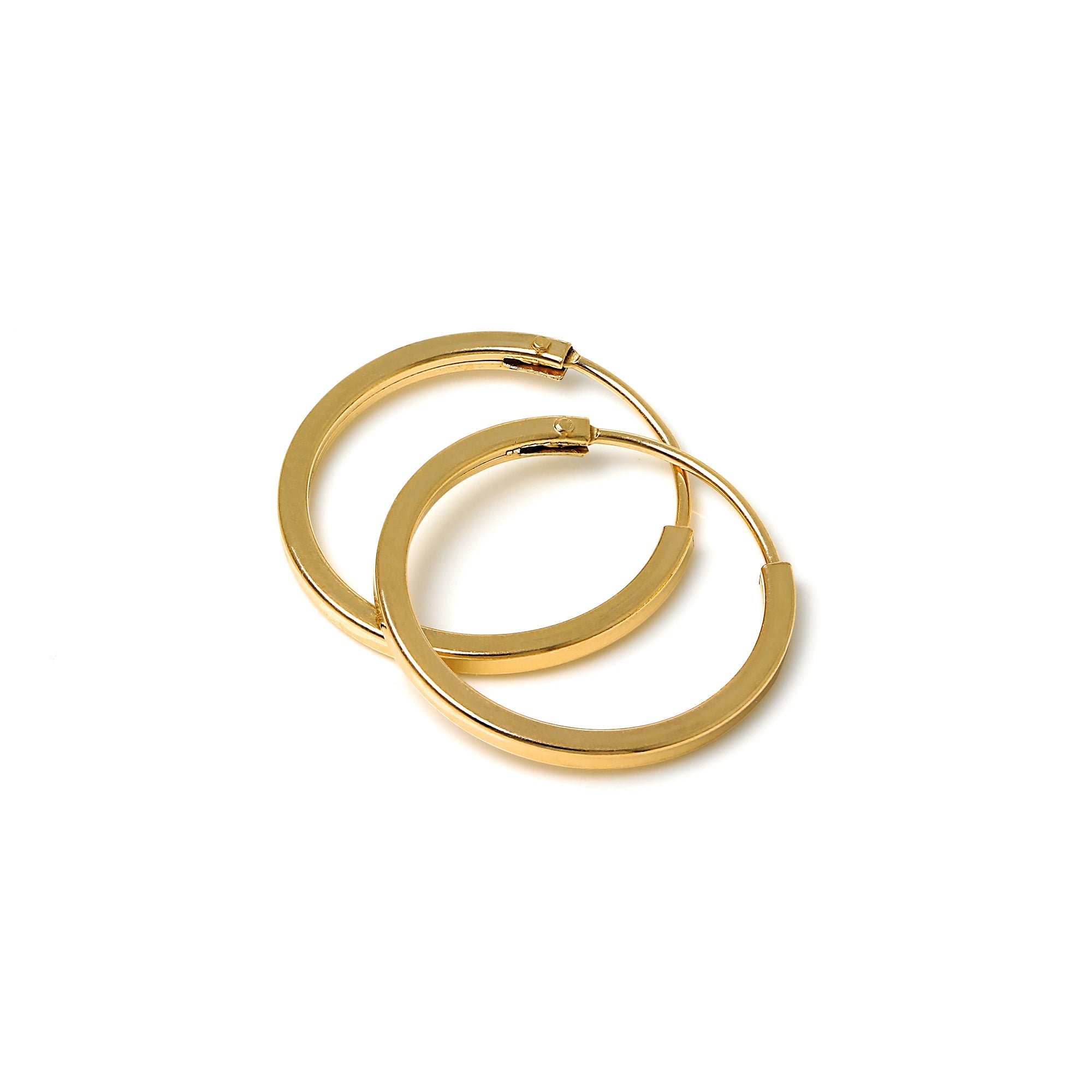 Gold Plated Silver 1mm Square Sleeper 12mm - 40mm Hoop Earrings