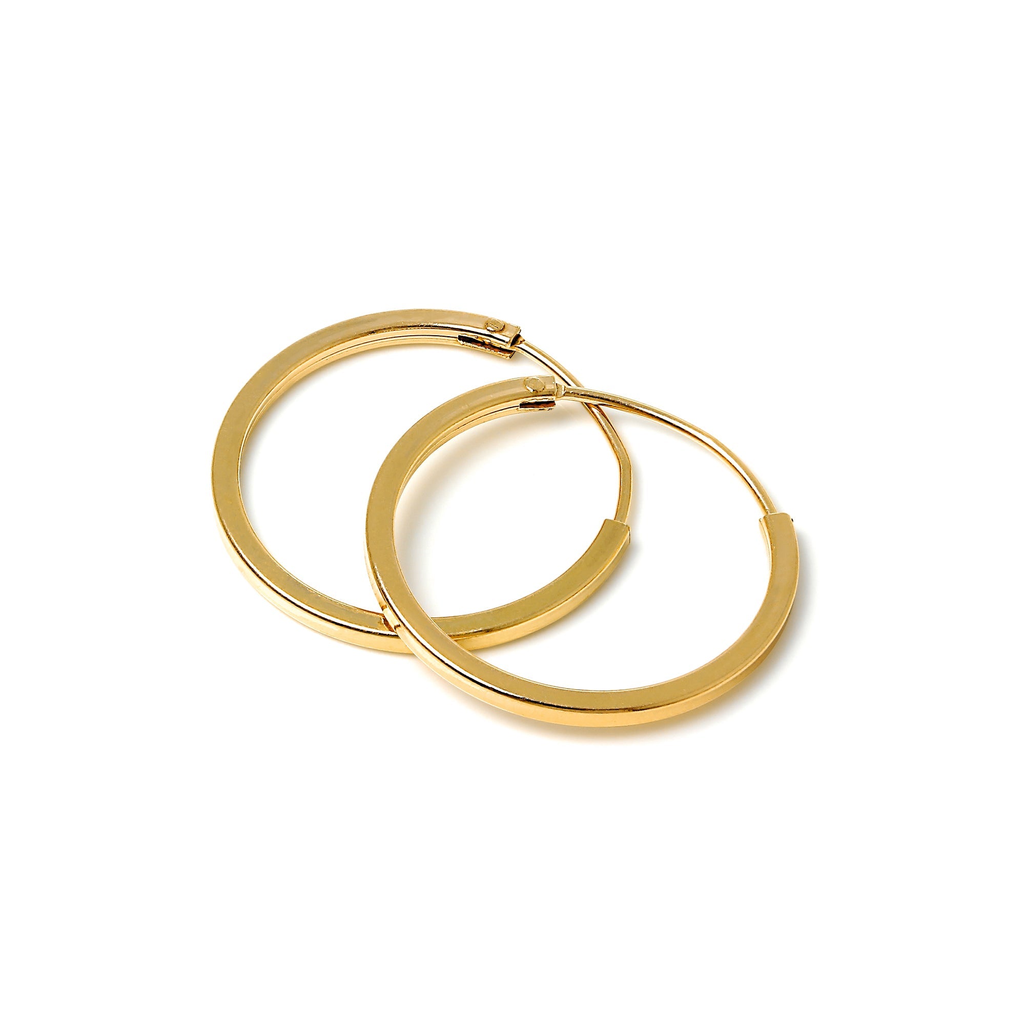 Gold Plated Silver 1mm Square Sleeper 12mm - 40mm Hoop Earrings