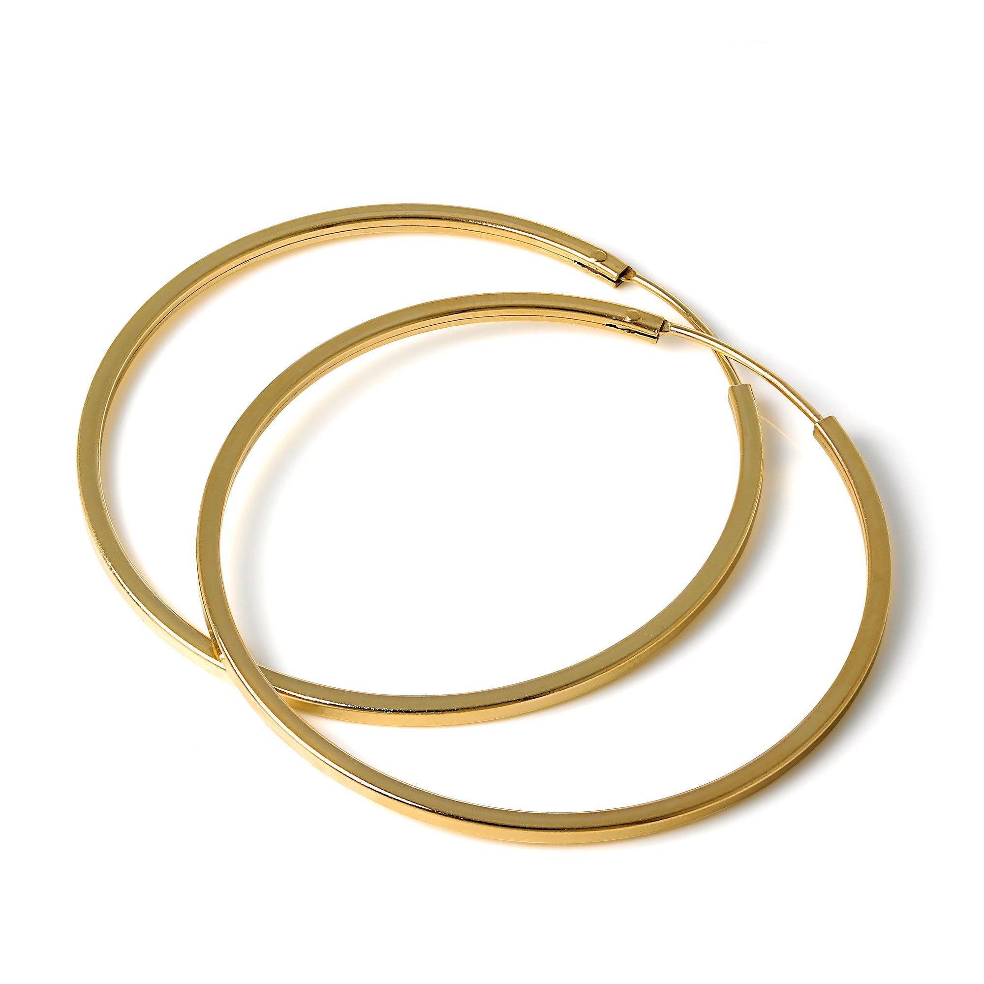 Gold Plated Silver 1mm Square Sleeper 12mm - 40mm Hoop Earrings