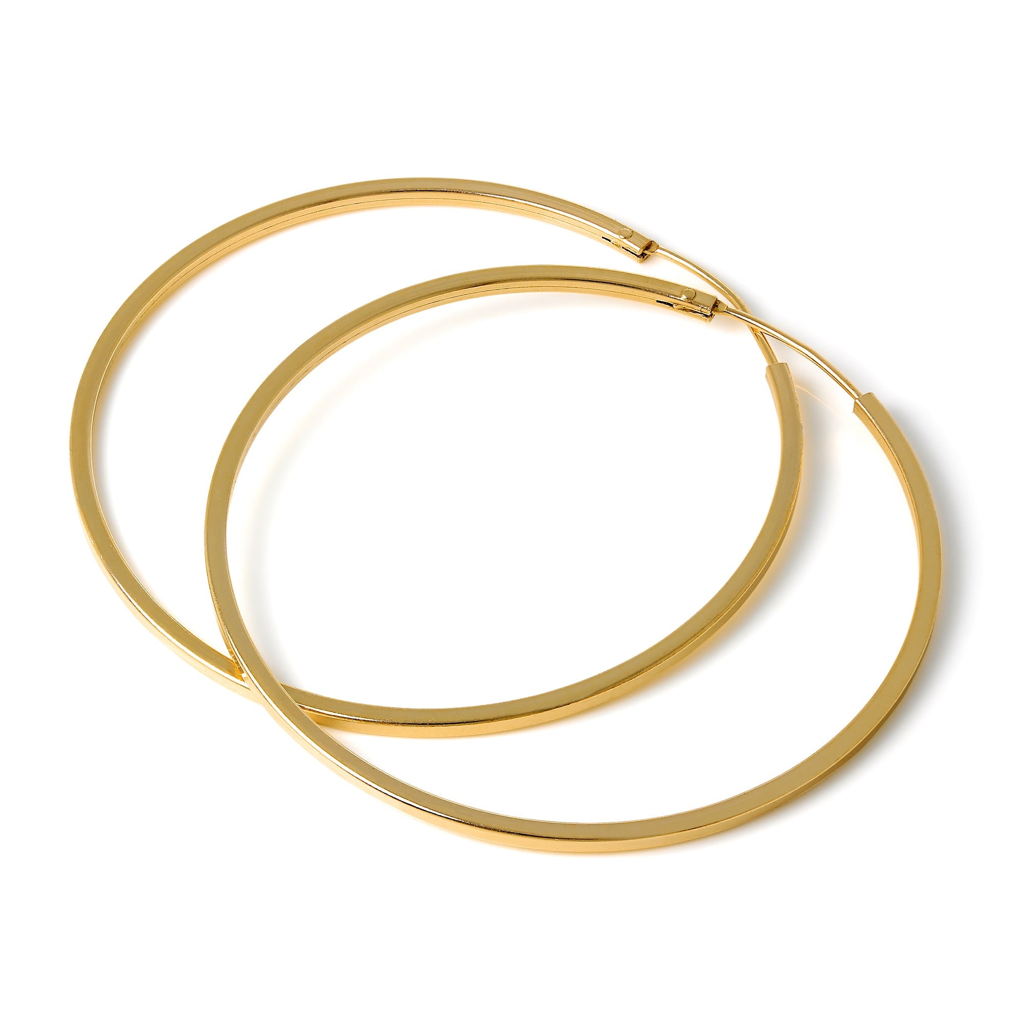 Gold Plated Silver 1mm Square Sleeper 12mm - 40mm Hoop Earrings