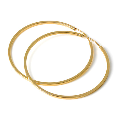 Gold Plated Silver 1mm Square Sleeper 12mm - 40mm Hoop Earrings