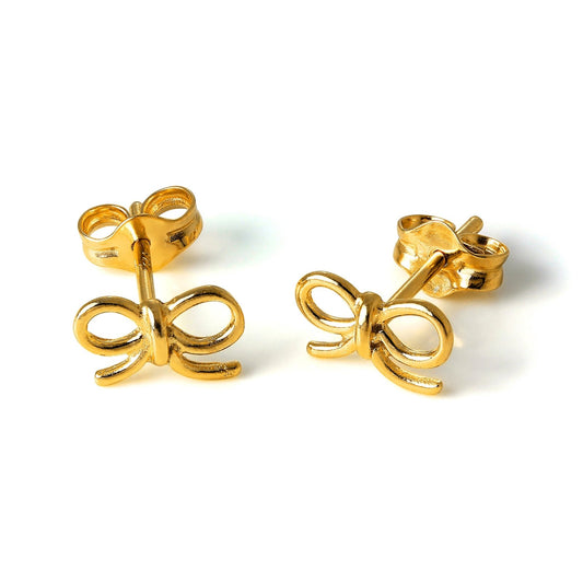 Gold Plated Sterling Silver Bow Stud Earrings - jewellerybox