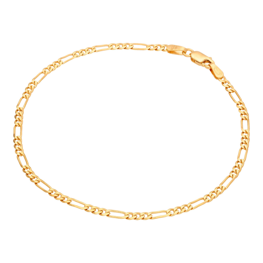 9ct Gold Diamond Cut Open Figaro Curb Chain Bracelet 7.5"