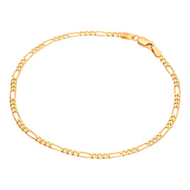 9ct Gold Diamond Cut Open Figaro Curb Chain Bracelet 7.5"