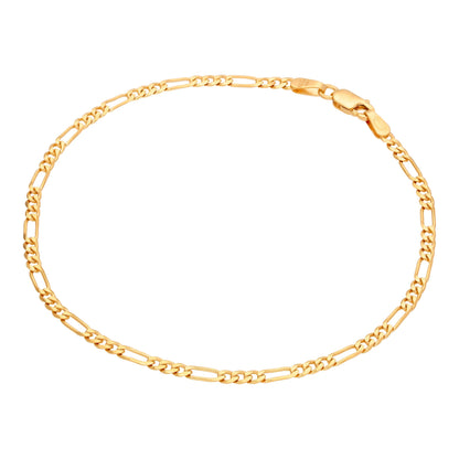 9ct Gold Diamond Cut Open Figaro Curb Chain Bracelet 7.5"