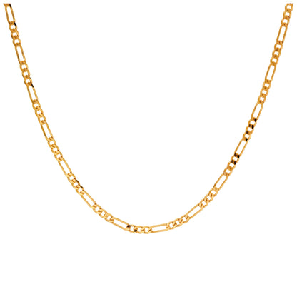 9ct Gold Diamond Cut Figaro Curb Chain Necklace 18 - 20 Inch
