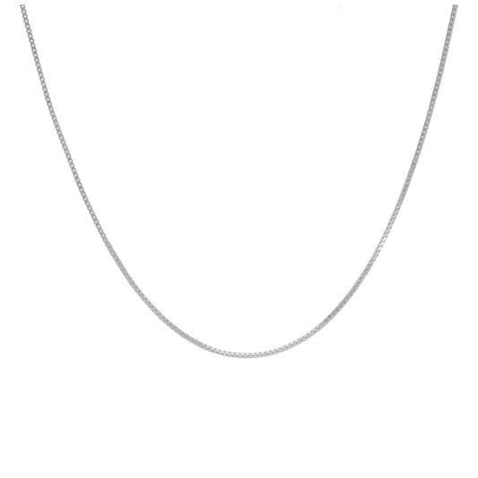 9ct White Gold Fine Box Chain Necklace - 16 - 20 inches
