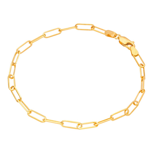 9ct Gold Long Link Chain Bracelet - 7 Inches