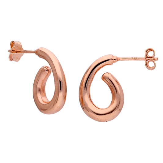 Rose Gold Plated Sterling Silver Liquid Hoop Stud Earrings
