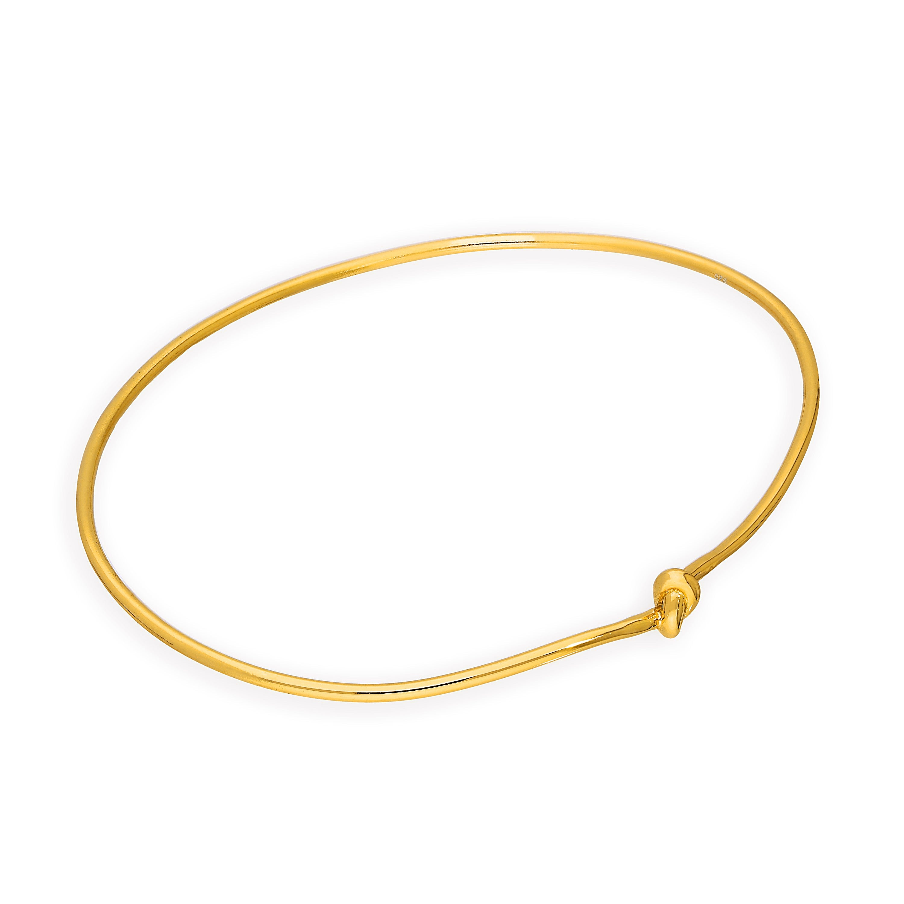 Gold Plated Sterling Silver Knot Oval Adult Bangle