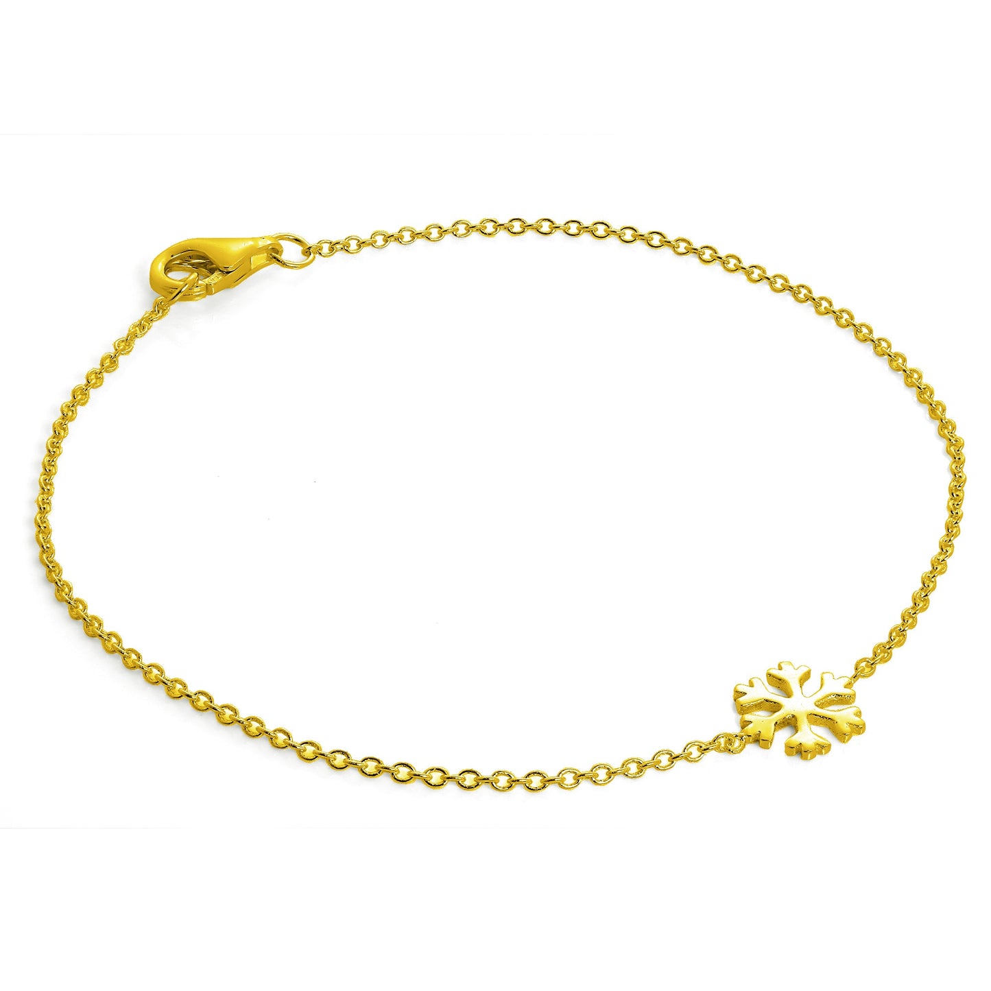 Gold Plated Sterling Silver Snowflake Bracelet - 7 Inch