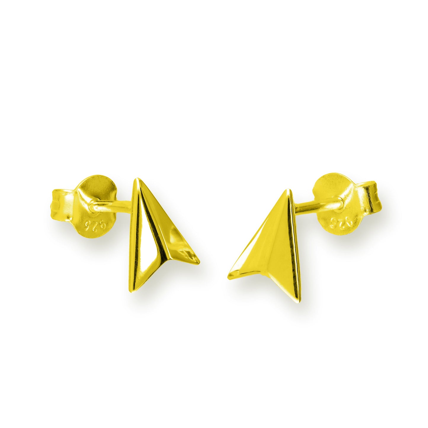 Gold Plated Sterling Silver Paper Plane Stud Earrings