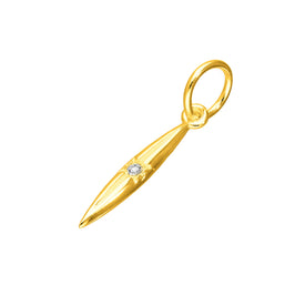 Gold Plated Sterling Silver & Genuine Diamond Spike Pendant Charm