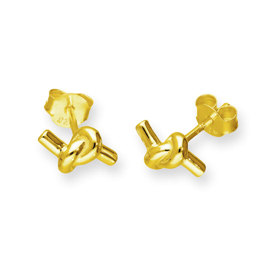 Gold Plated Sterling Silver Knotted Rope Stud Earrings