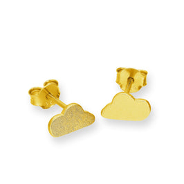 Gold Plated Sterling Silver Frosted Cloud Stud Earrings