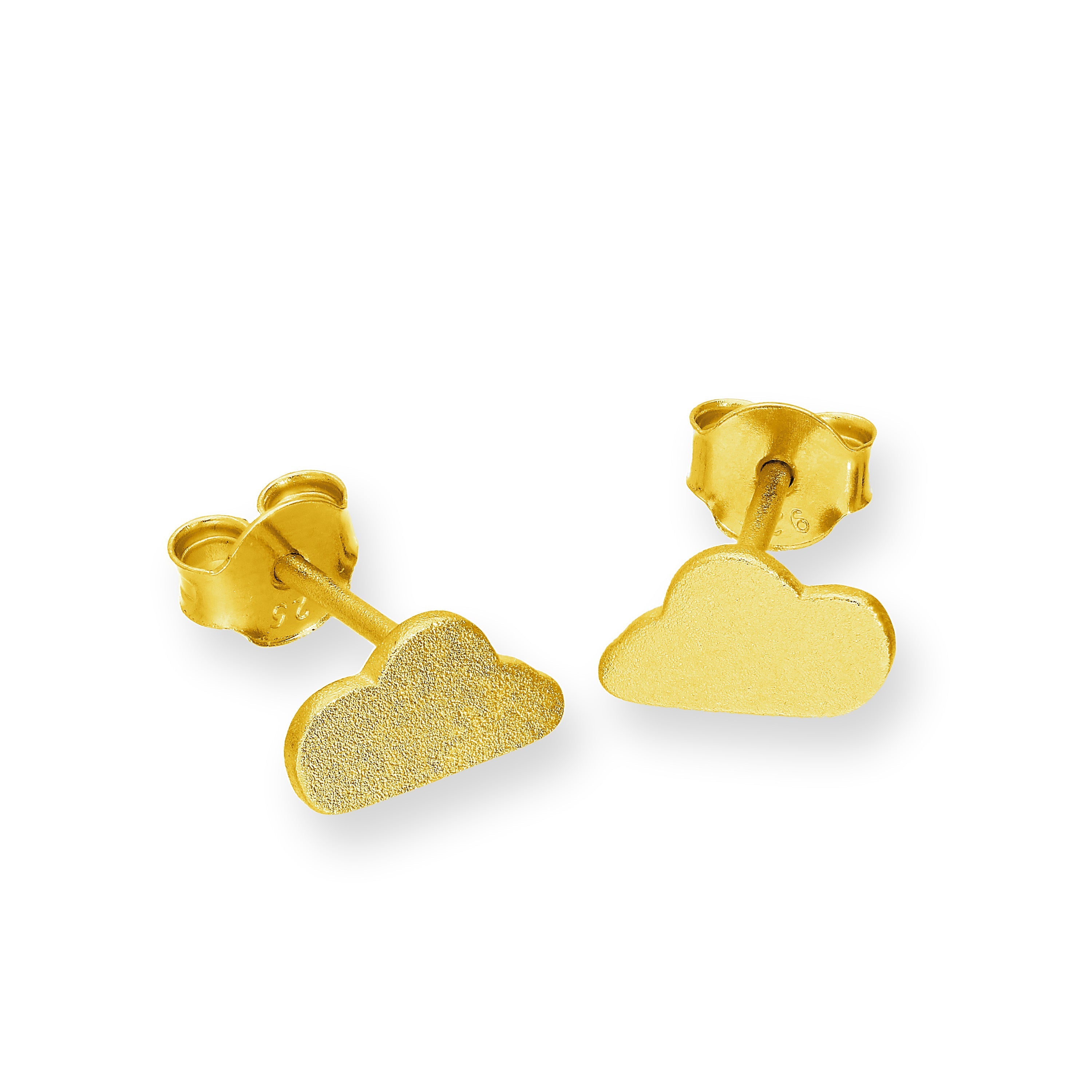 Gold Plated Sterling Silver Frosted Cloud Stud Earrings