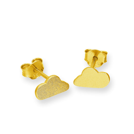 Gold Plated Sterling Silver Frosted Cloud Stud Earrings
