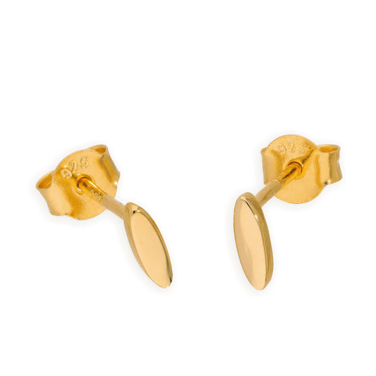 Gold Plated Sterling Silver Oval Stud Earrings