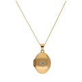 9ct Gold Oval Locket with Diamond Necklace - 16 - 22 Inches