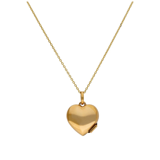Small 9ct Gold Heart Locket Belcher Necklace 16-20 Inches