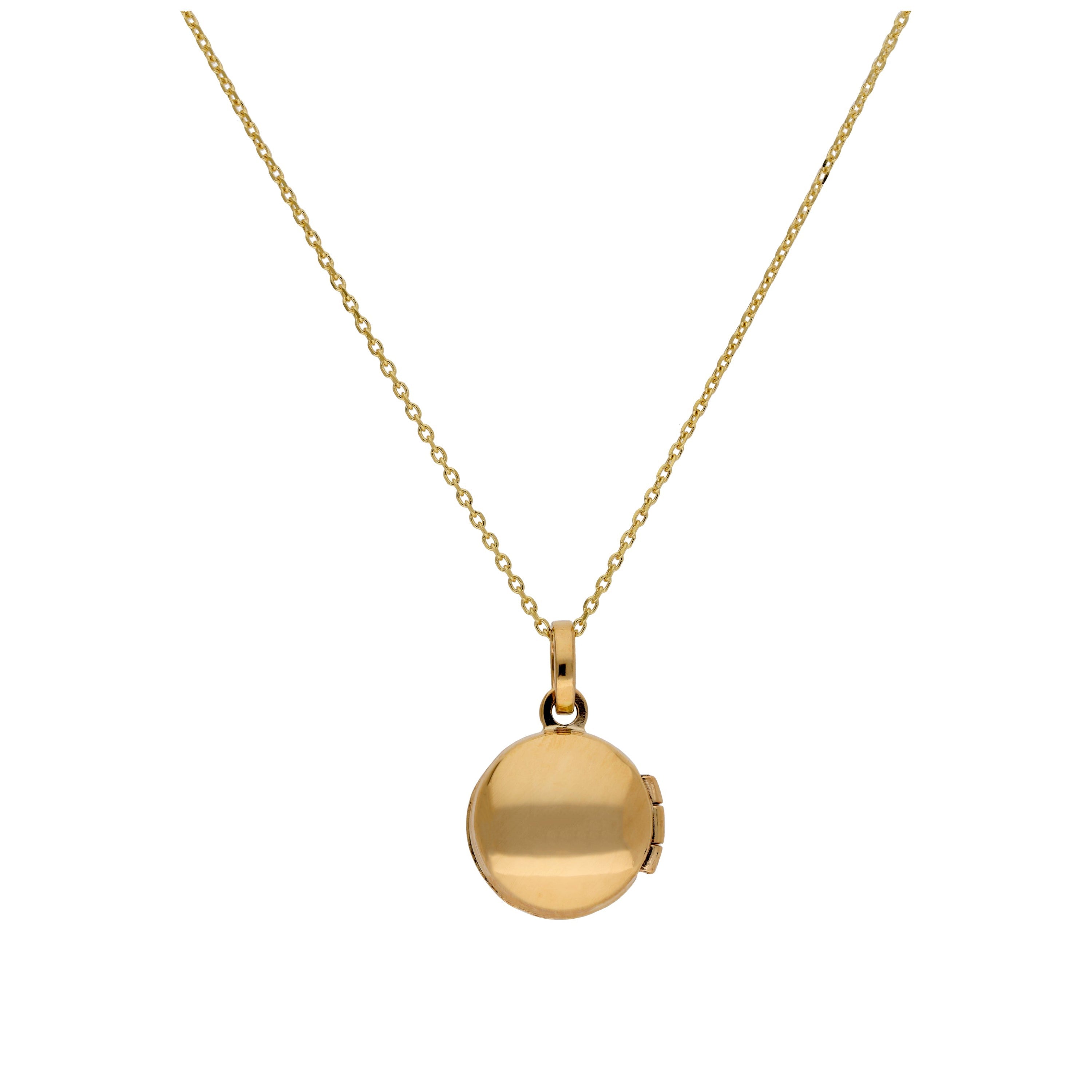 Small 9ct Gold Round Locket Belcher Necklace 16-20 Inches