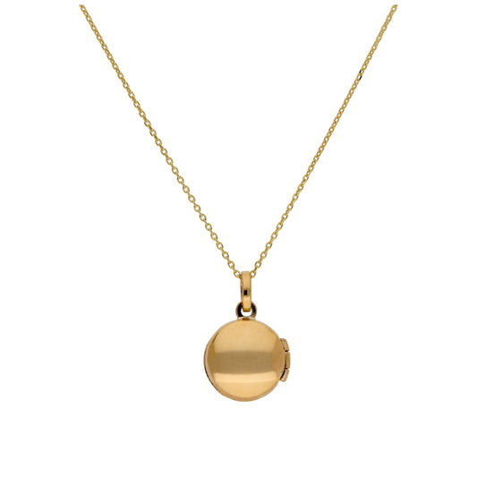 Small 9ct Gold Round Locket Belcher Necklace 16-20 Inches